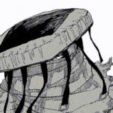 a black and white drawing of a person 's head