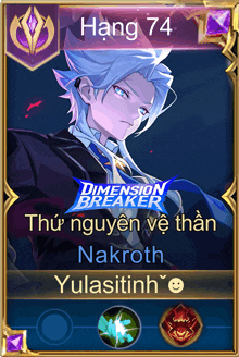 a screenshot of a game called dimension breaker with a character named nakroth