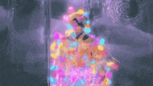 a person is covered in colorful christmas lights in a bathtub .