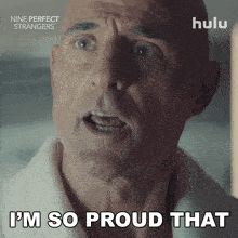 a bald man says i 'm so proud that in a hulu ad