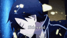 a close up of a person with the word sidereal on the bottom right