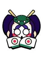 a cartoon character with a purple hair and a blue drop on her head