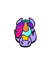 a cartoon unicorn with a rainbow on its head