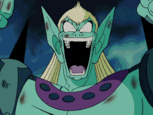 a cartoon character with a purple collar and a purple tongue