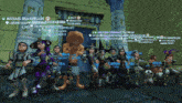 a group of people standing in front of a statue with the name michael deathblade visible