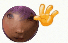 a cartoon drawing of a woman 's face and a yellow hand
