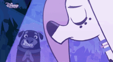 a disney channel advertisement with a purple dog