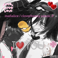 a drawing of mafialice and cloverbunny canon with a rabbit
