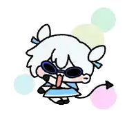 a cartoon drawing of a pink cat wearing sunglasses and holding a feather .
