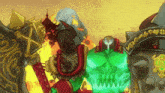 a cartoon drawing of a monster holding a shield and a sword