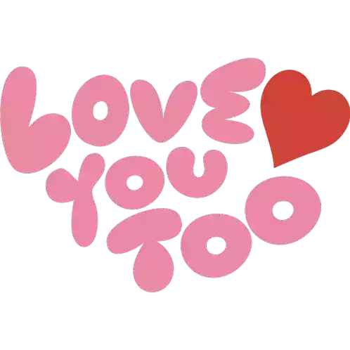 Love You Too Red Heart Next To Love You Too In Pink Bubble Letters Sticker - Love You Too Red Heart Next To Love You Too In Pink Bubble Letters I Love You Stickers