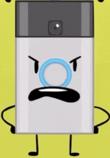 a cartoon drawing of a doorbell with an angry face and a tear coming out of its eye .