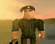 a cartoon character in a military uniform with a star on his hat