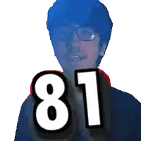 a pixelated image of a man with glasses and the number 81