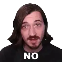 a man with long hair and a beard has the word no written on his face