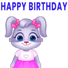 a cartoon rabbit is holding a bouquet of flowers and saying happy birthday