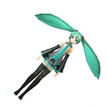 hatsune miku is floating in the air with her wings spread .