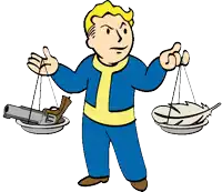 a cartoon of a man holding a gun and feather on a scale .