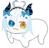 a drawing of a girl with horns and bows on her head