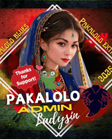 a poster for pakalolo admin ladysin shows a woman in a blue veil
