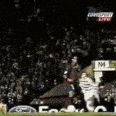 a soccer game is being broadcasted on eurosport live