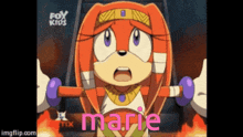 a cartoon character with the name marie written in pink