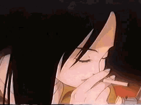 Sad anime smoking boy silhouette