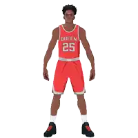 a basketball player wearing a red jersey with the number 25 on it