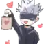 a cartoon character is holding a cup with a heart on it and hearts around him .