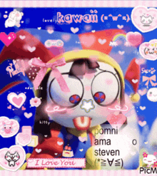 a picture of a cartoon character with the words " i love you " on it