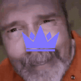 a man with a beard has a crown in front of his eye