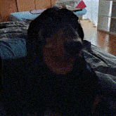 a blurry picture of a person laying on a bed