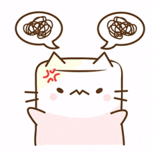 marshmallow cat pink and white confused head bump