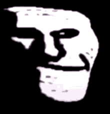 a drawing of a troll face with a black background