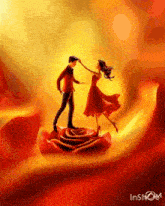 a man and a woman are dancing on a rose