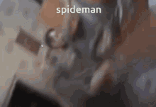 a blurry picture of a person with the word spiderman written above them