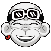 a cartoon monkey wearing sunglasses is smiling and holding tears in his eyes