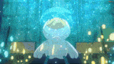 a cartoon character is surrounded by glowing lights and has the word netflix on the bottom