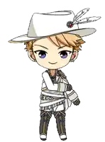 a cartoon character wearing a white hat and a white outfit is dancing .
