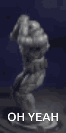 a picture of a statue with the words oh yeah below it