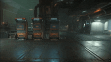 a man in a space suit stands in a dark room with a sign that says rest & relax