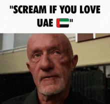 a man with a beard is screaming if he loves uae