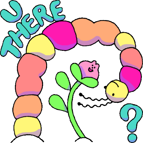 Caterpillar Asks "You There?" In English. Sticker - Wiggly Squiggly Cuties U There Question Mark Stickers