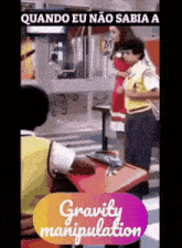 a poster that says gravity manipulation with a picture of a boy