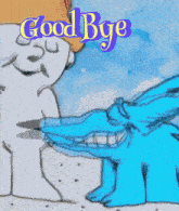 a cartoon drawing of a dog and a rabbit with the words good bye above them