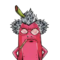 a cartoon drawing of a red pepper with a cigarette in his mouth