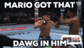 a boxing match between two men with the words mario got that dawg in him