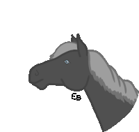 a drawing of a horse 's head with the letters eb on the bottom