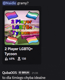 a screen shot of a game called 2 player lgbtq+ tycoon