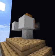 a wooden staircase with a white block on top of it in a video game
